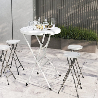31.5" Bar Height Patio Table, Outdoor Folding Table, HDPE Top, Locking Steel Legs, White Patio Dinning Tables at Gallery Canada