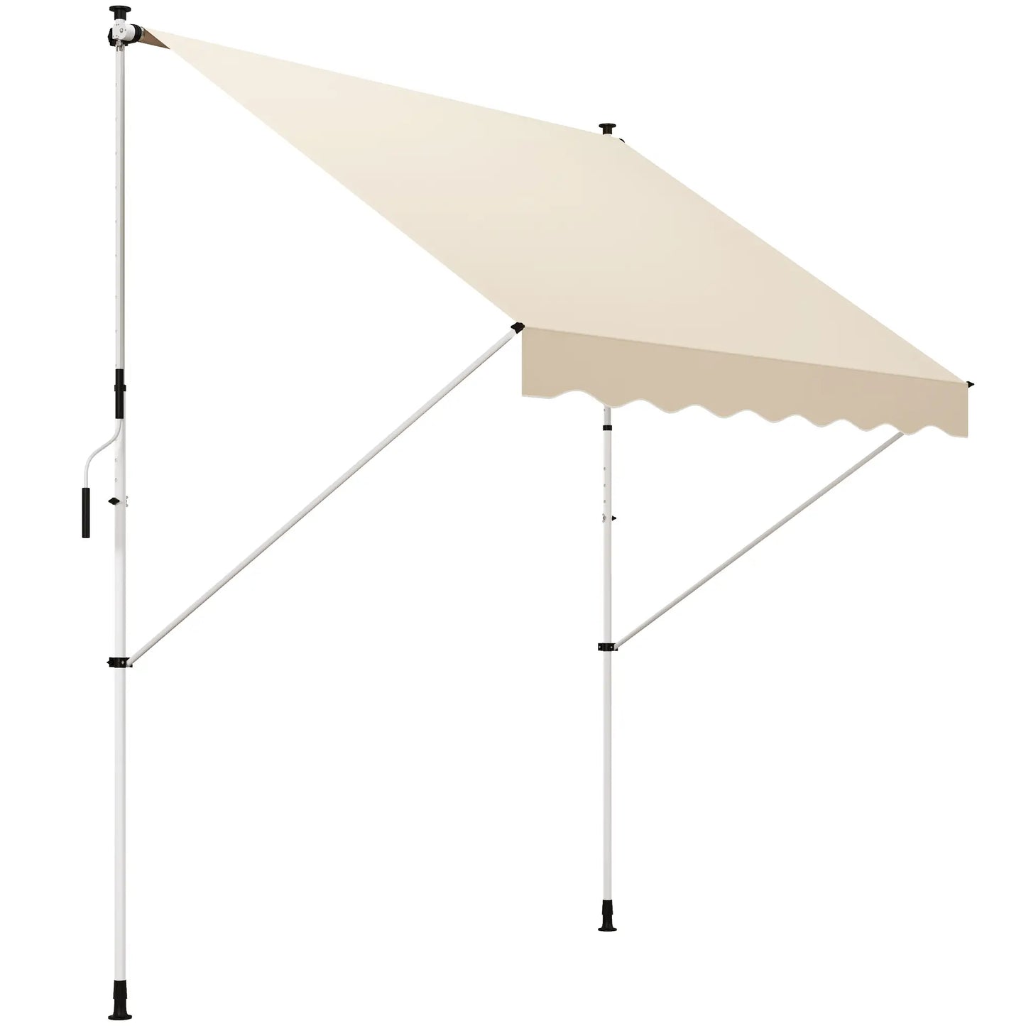 10x5ft Manual Retractable Awning, Water Resistant UV Protector, Beige Door Awnings Beige at Gallery Canada