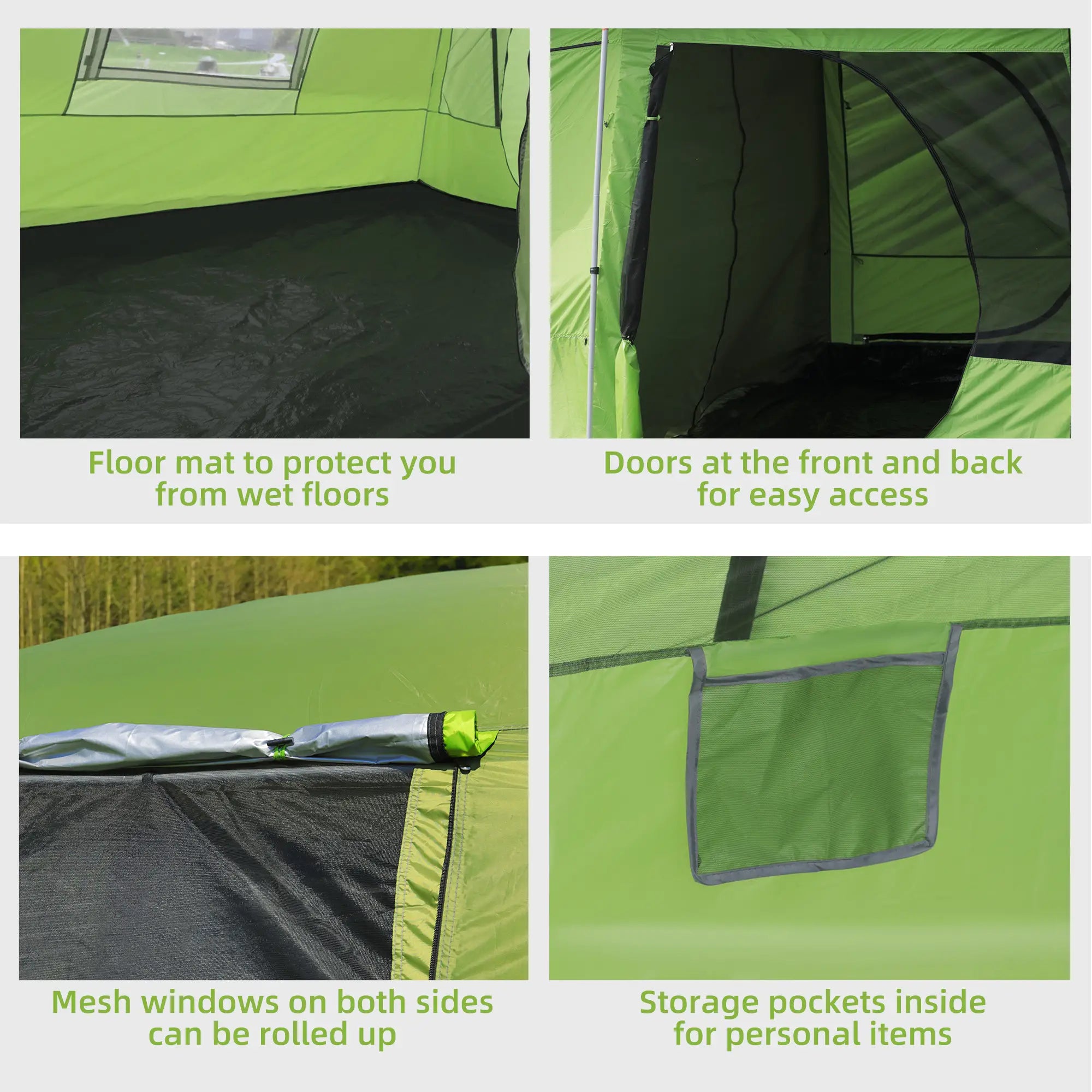 Tunnel Tent Camping Shelter, Two Rooms, Lamp Hook, Portable, Green Camping Tents at Gallery Canada
