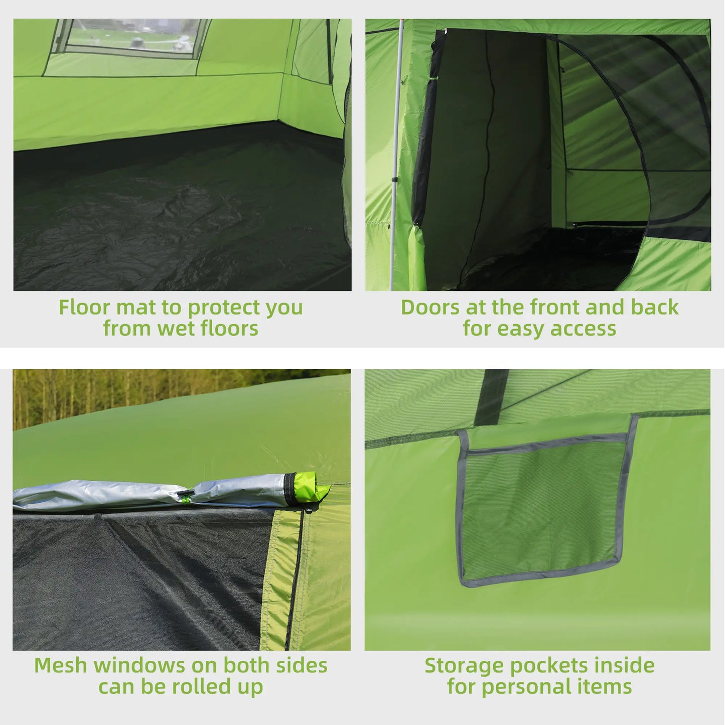 Tunnel Tent Camping Shelter, Two Rooms, Lamp Hook, Portable, Green Camping Tents at Gallery Canada