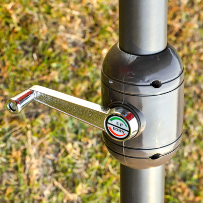 15' Outdoor Patio Umbrella, Twin Canopy Sunshade, Steel Table, Dark Blue Sun Umbrellas at Gallery Canada
