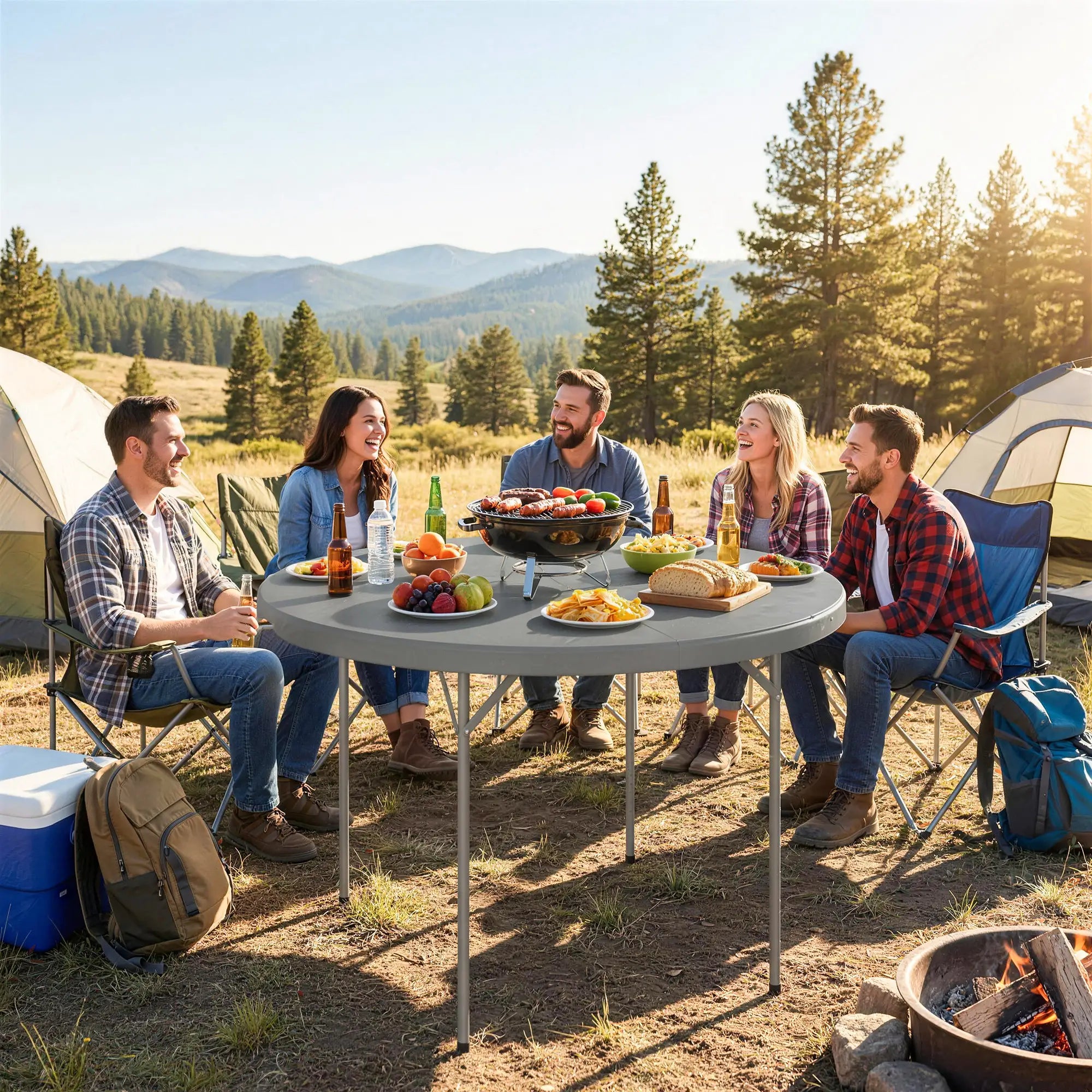 4ft Plastic Folding Picnic Table, Camping Table, Indoor Outdoor, Grey Picnic Tables & Camping Chairs at Gallery Canada