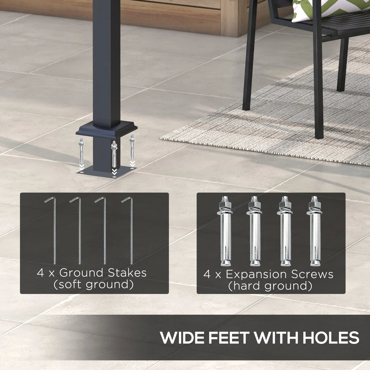 10' x 10' Retractable Pergola, Garden Gazebo, Dark Grey Pergolas at Gallery Canada