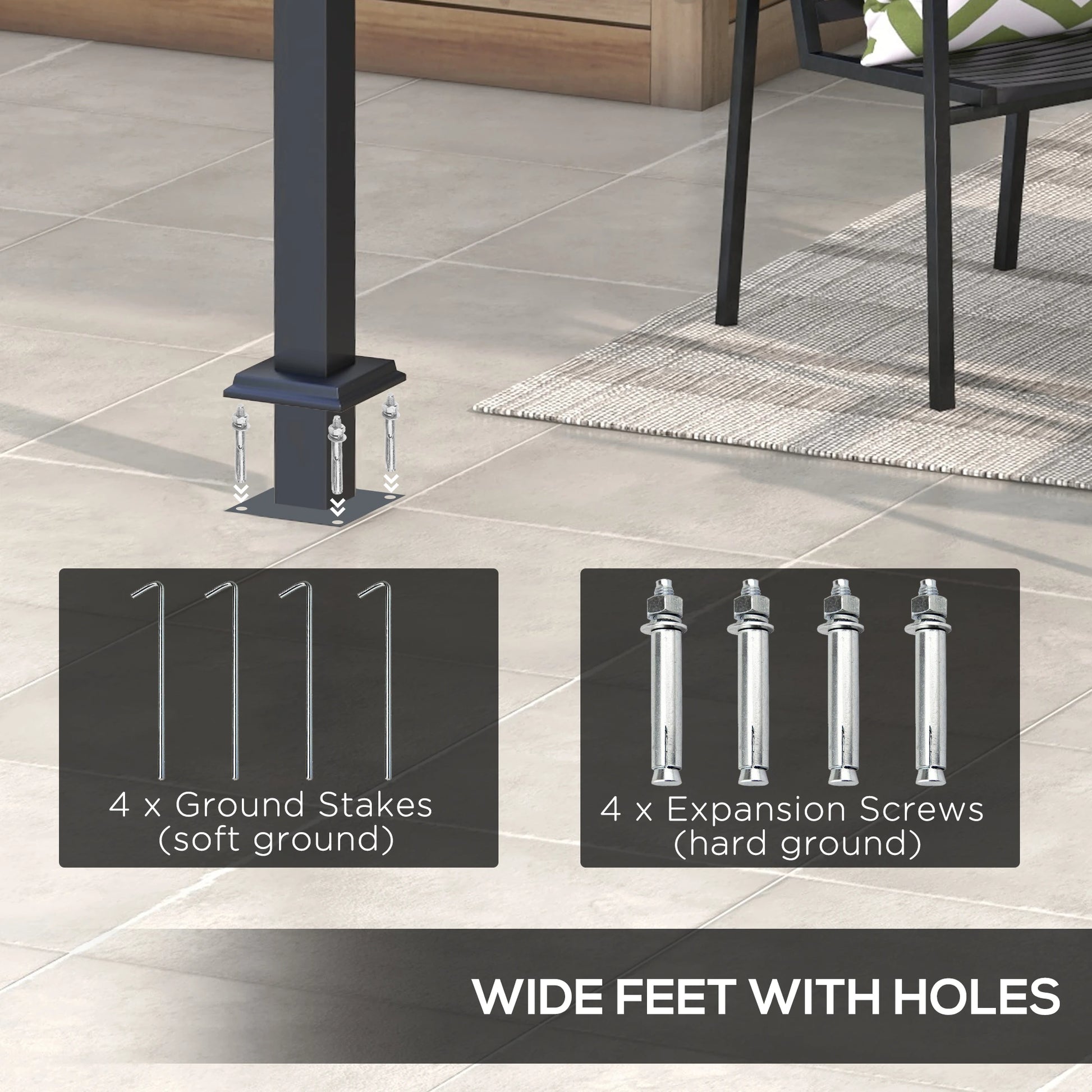 10' x 10' Retractable Pergola, Garden Gazebo, Dark Grey Pergolas at Gallery Canada