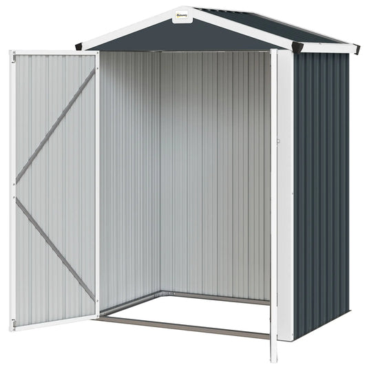 4.4' x 3' Metal Garden Shed, Outdoor Storage With Double Doors Sheds Dark Grey at Gallery Canada