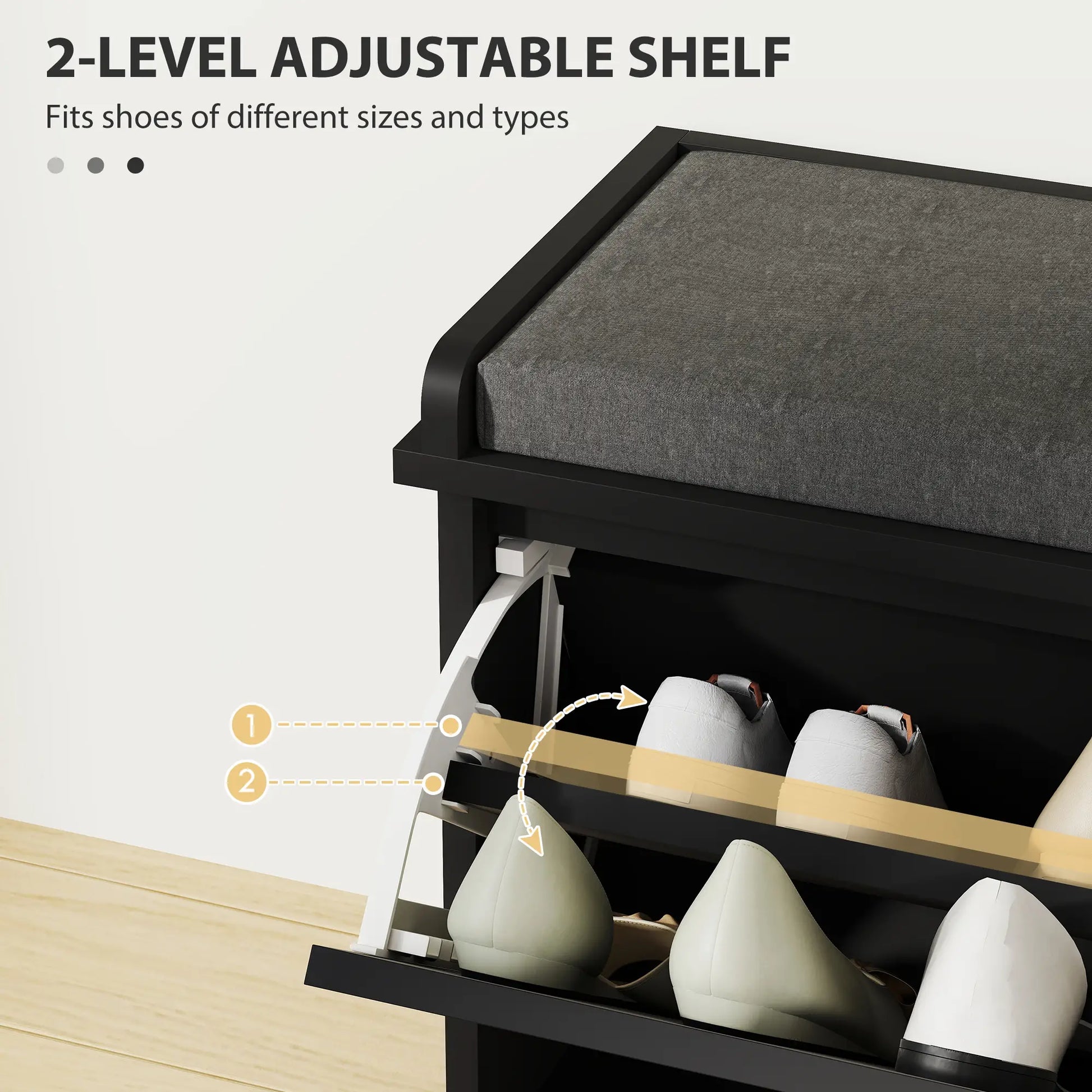 Shoe Storage Bench with Seat, Flip Drawer, Adjustable Shelf, 6 Pairs Shoe Storage Cabinets & Racks at Gallery Canada