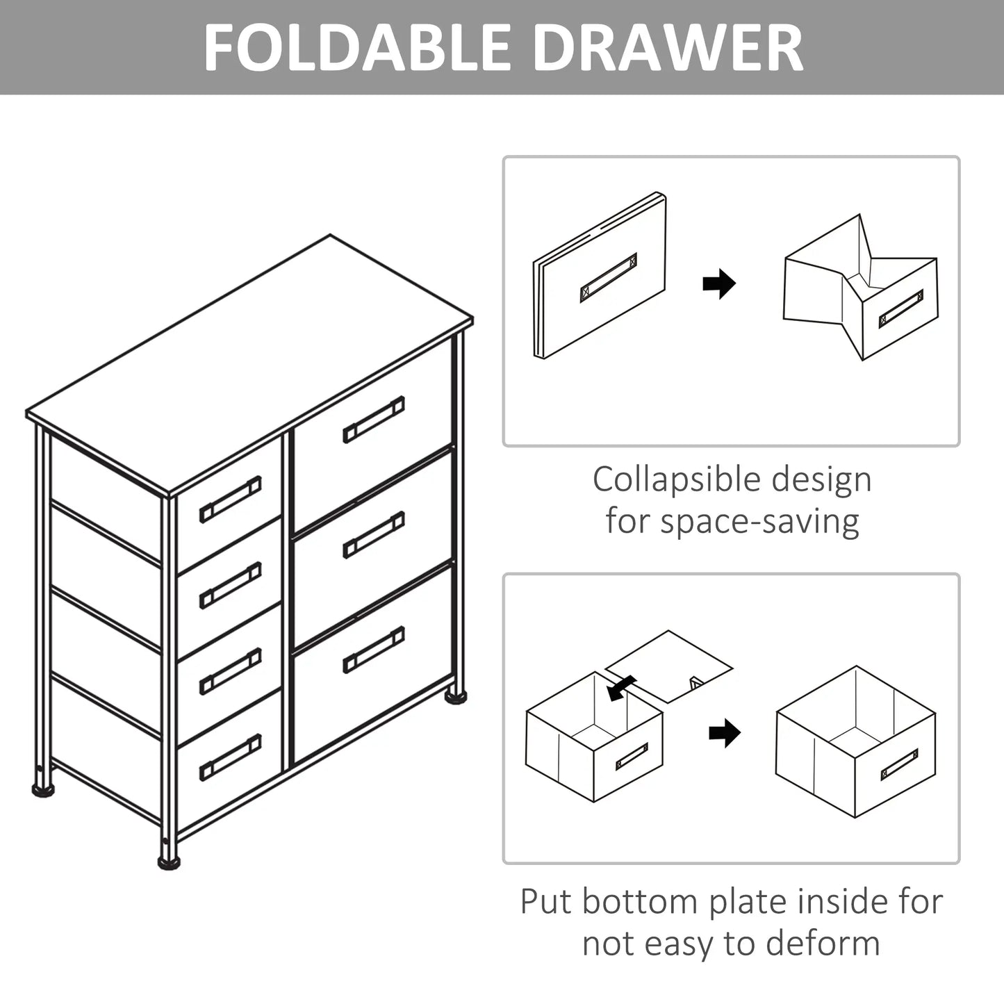 7-Drawer Dresser, Metal Frame, Fabric, Light Grey Storage Cabinets at Gallery Canada
