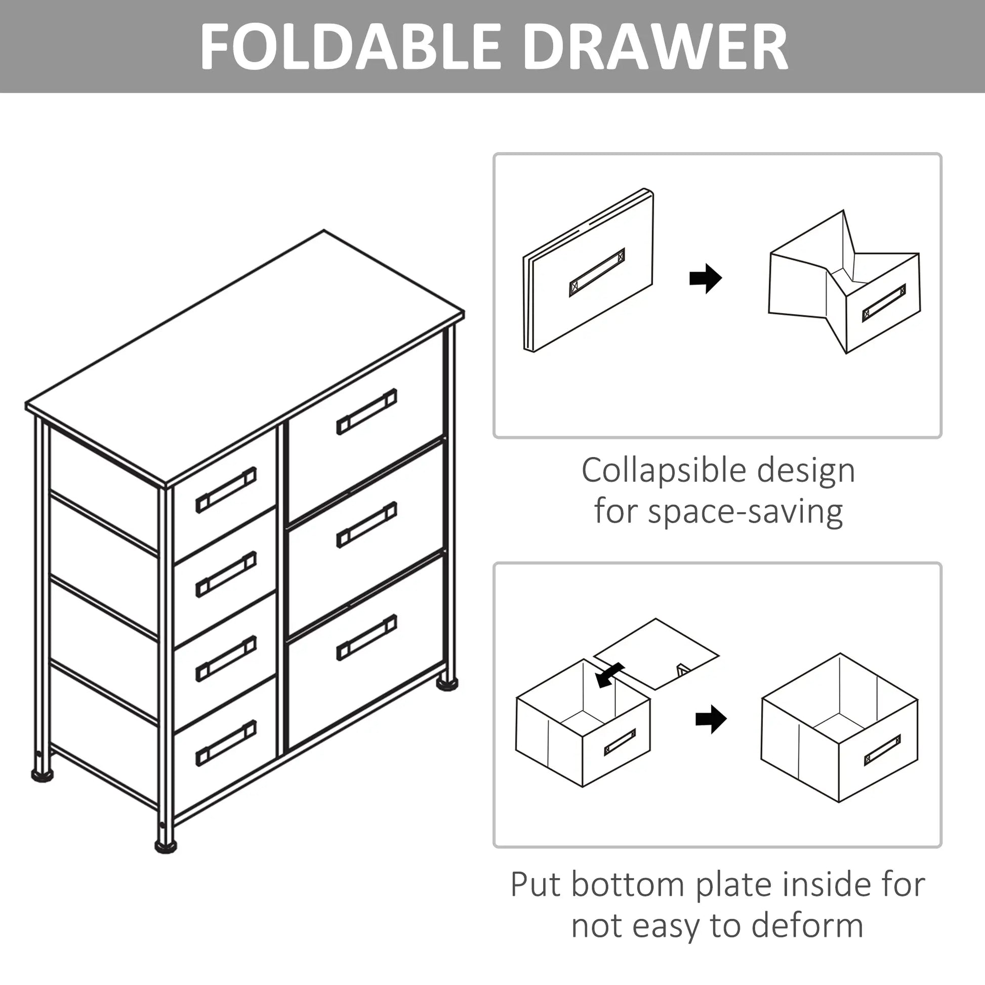 7-Drawer Dresser, Metal Frame, Fabric, Light Grey Storage Cabinets at Gallery Canada