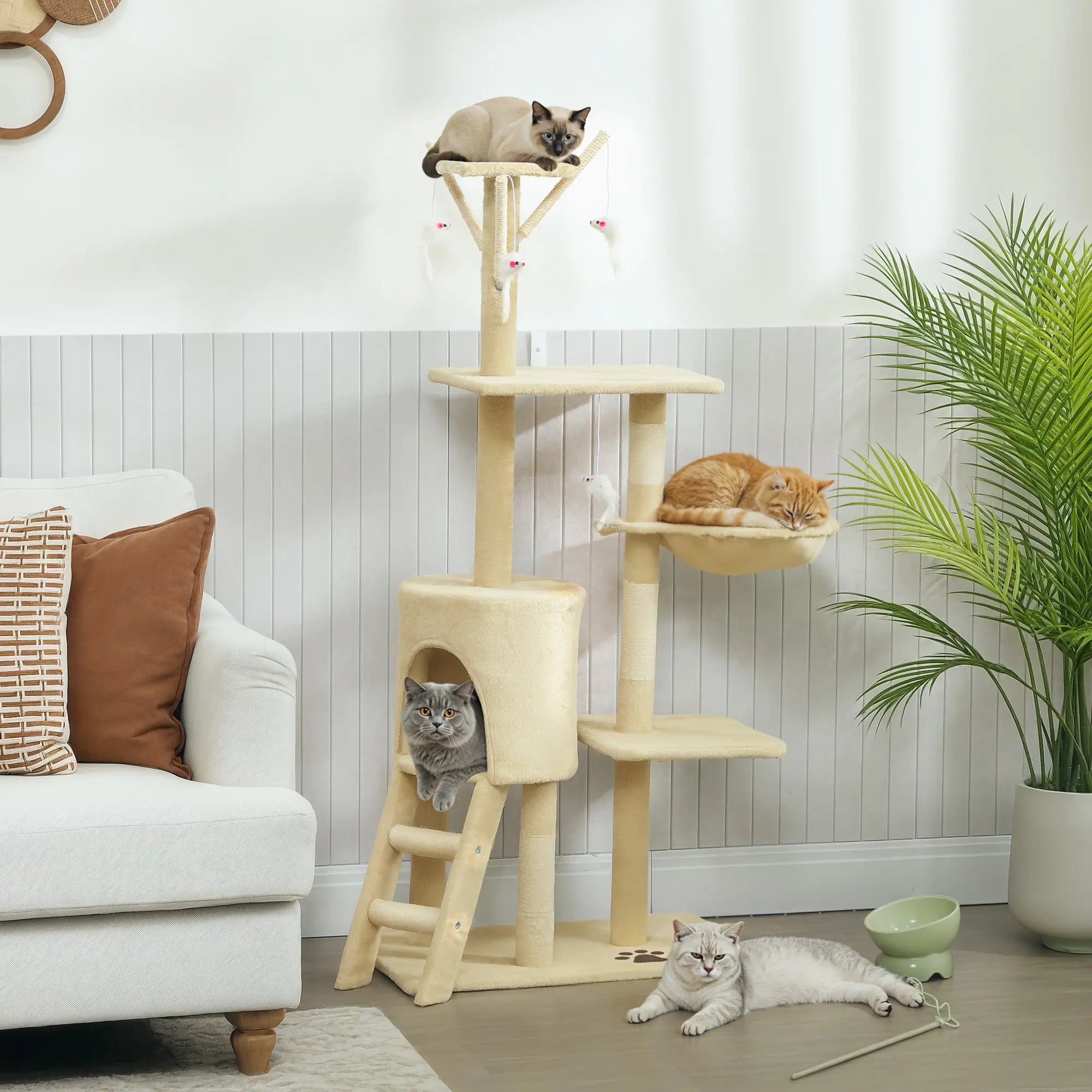 53 Cat Tree Tower, Kitten Activity Centre, Scratching Posts, Beige Cat Towers at Gallery Canada