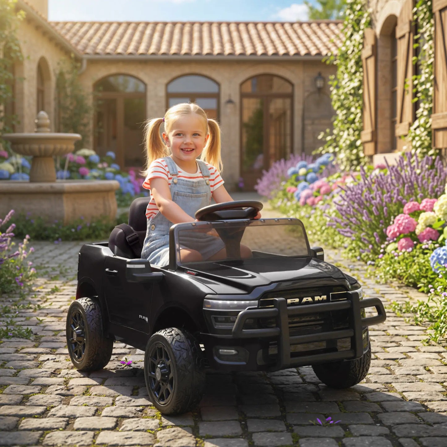 12V Ride On Car, Dodge RAM 3500, Remote Control, Suspension, Black Electric Toy Cars at Gallery Canada