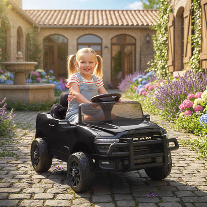 12V Ride On Car, Dodge RAM 3500, Remote Control, Suspension, Black Electric Toy Cars at Gallery Canada
