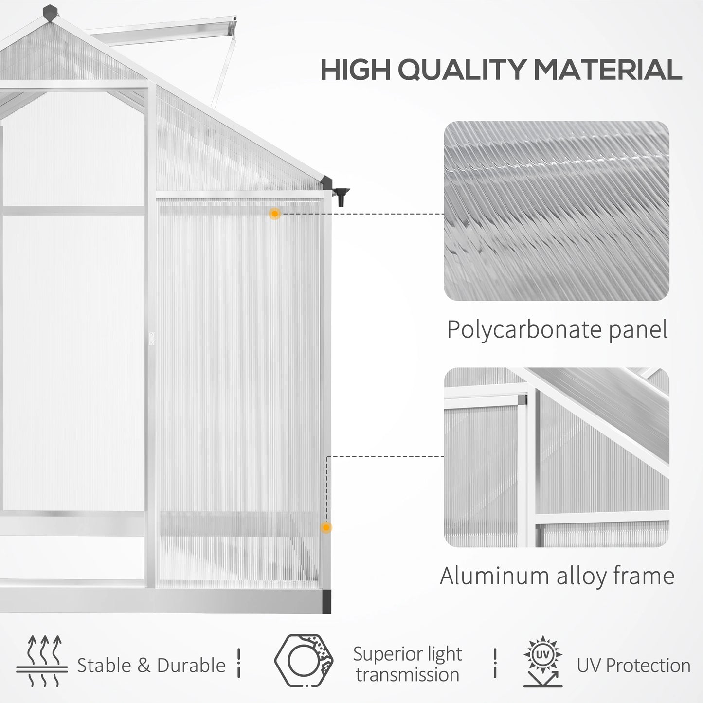 6' x 8' x 6.4' Walk-in Greenhouse, Polycarbonate Panels, Silver Walk In Greenhouses at Gallery Canada