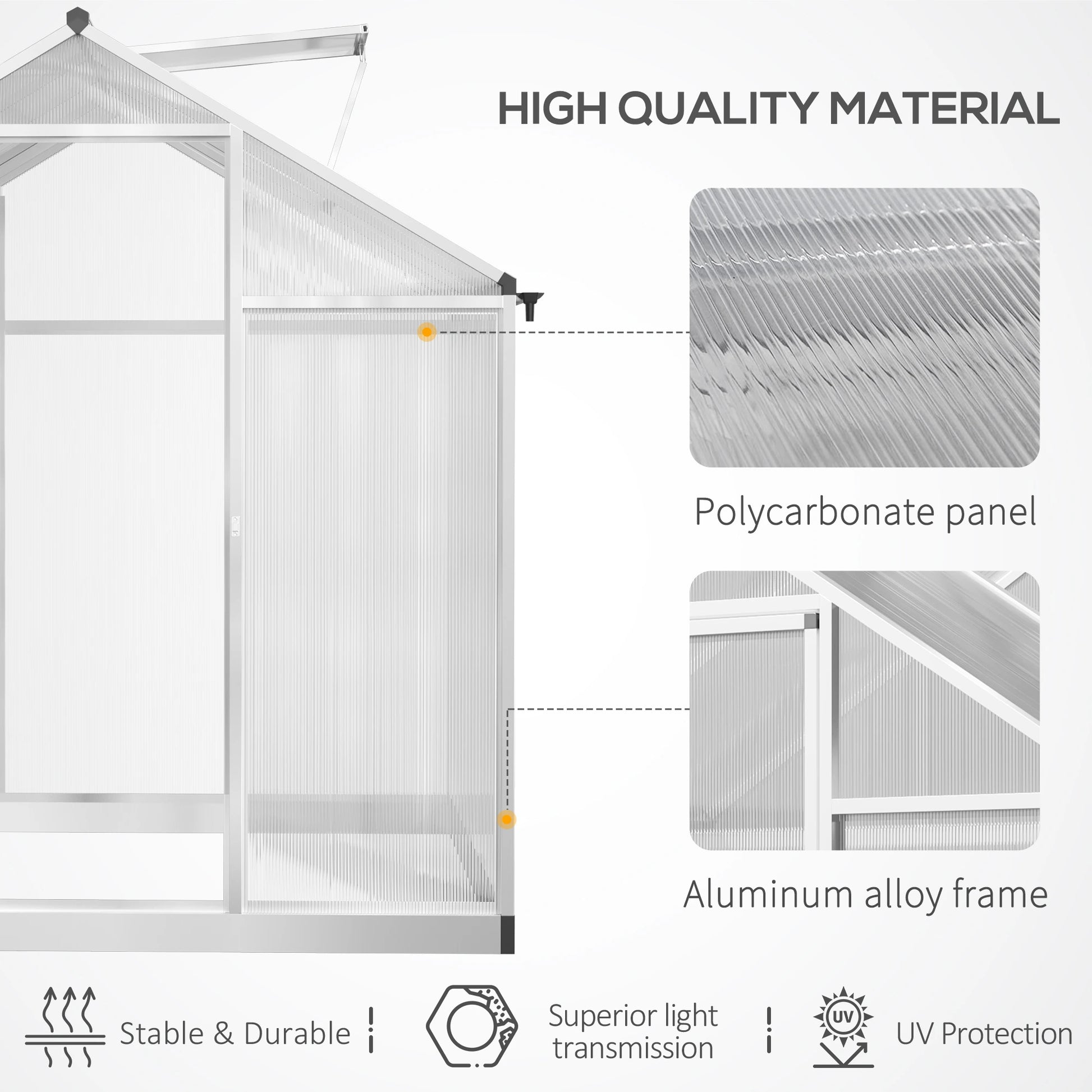 6' x 8' x 6.4' Walk-in Greenhouse, Polycarbonate Panels, Silver Walk In Greenhouses at Gallery Canada