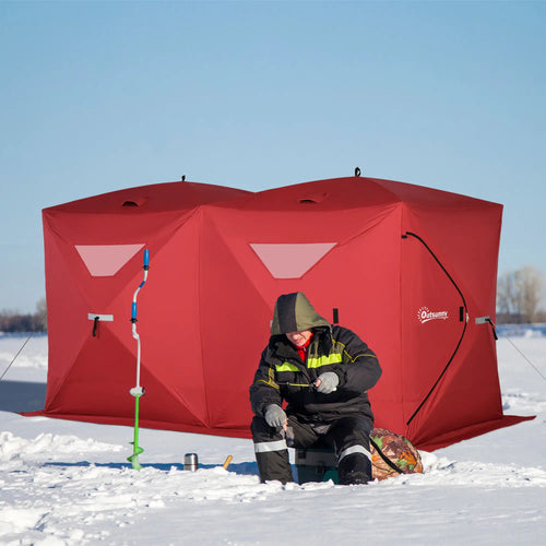 5-8 Person Pop-Up Ice Fishing Shelter, Portable Tent, Red