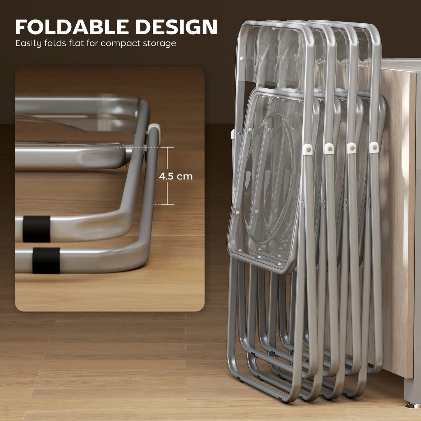 4 Pack Acrylic Foldable Chairs, Transparent, Clear, Clear Dining Chairs at Gallery Canada