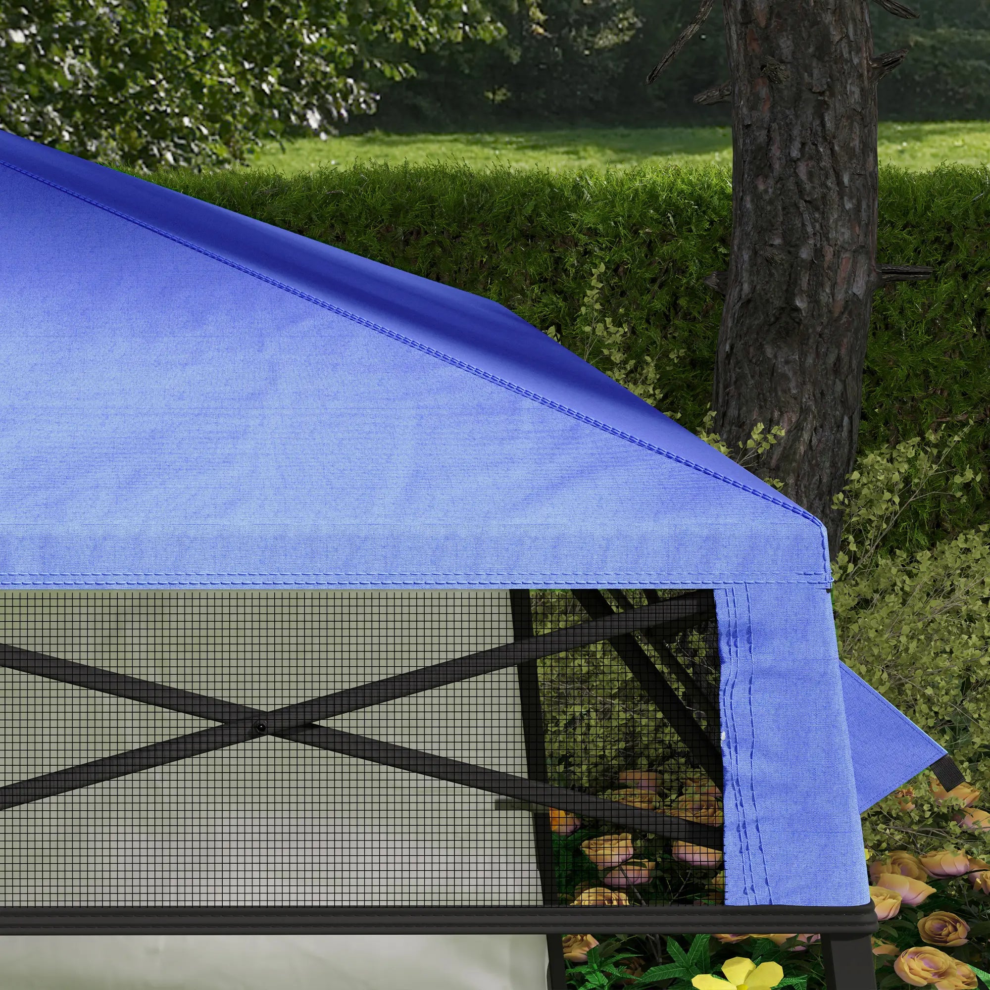 7' x 7' Foldable Pop Up Gazebo Tent, Adjustable Legs, Black, Blue Pop Up Canopies at Gallery Canada