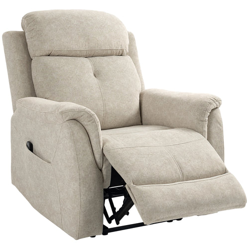 Manual Recliner Chair, Vibration Massage, Living Room, Side Pockets, Beige