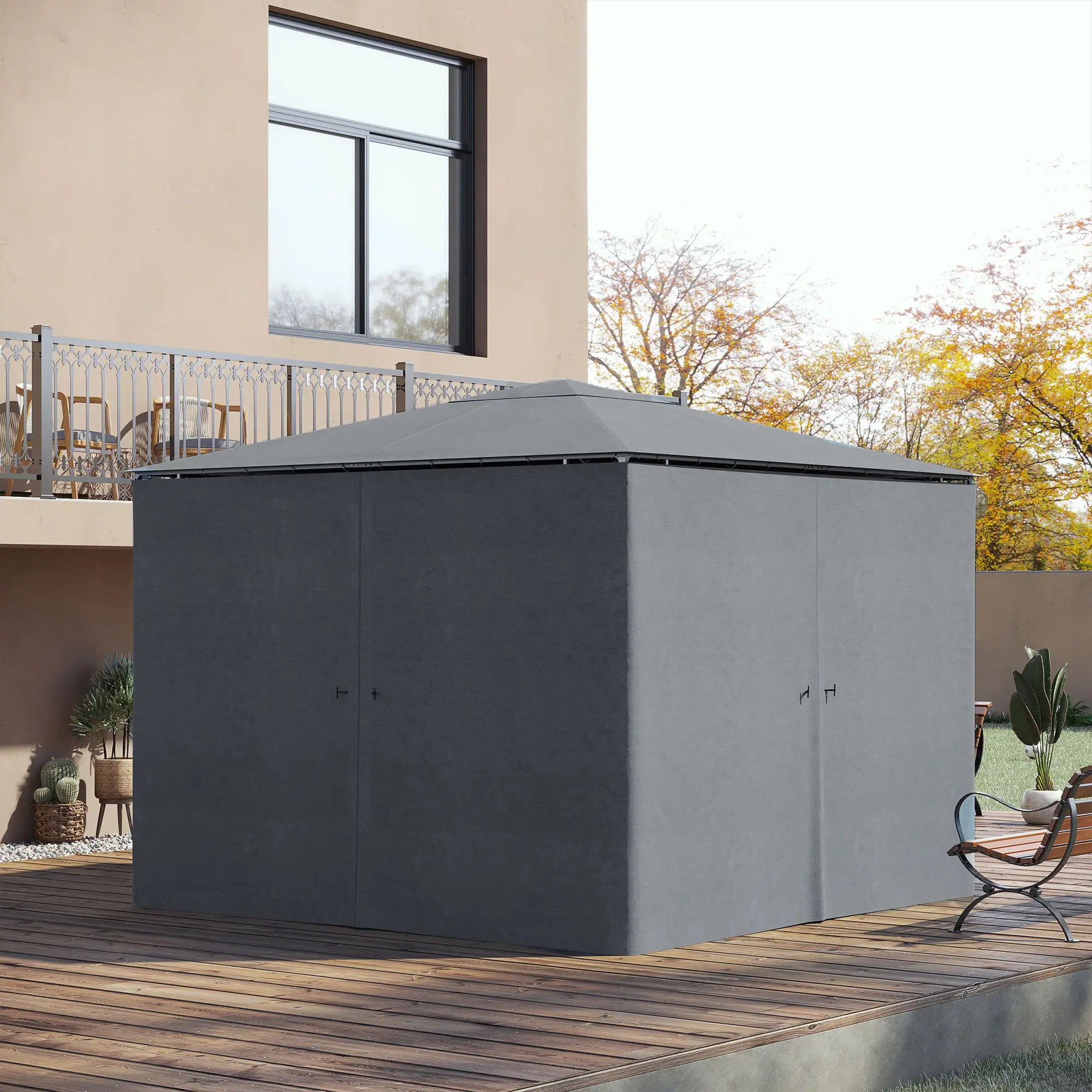 10x10 FT Gazebo Replacement Curtains, 4 Panels Sidewall, Slate Grey Gazebo Sidewalls at Gallery Canada