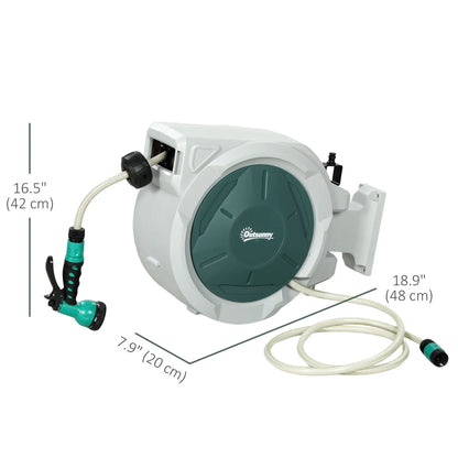 1/2 in x 65ft Wall Mounted Garden Hose Reel, Retractable Auto Rewind, Green Garden Accessories at Gallery Canada