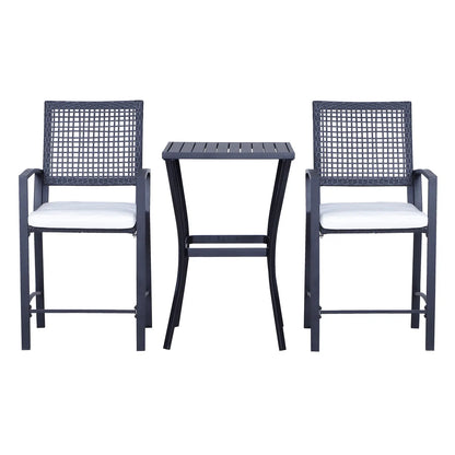 3-Piece Outdoor Wicker Bar Set, Rattan Patio Table & Chairs w/ Cushions, Cream White Bistro Sets at Gallery Canada