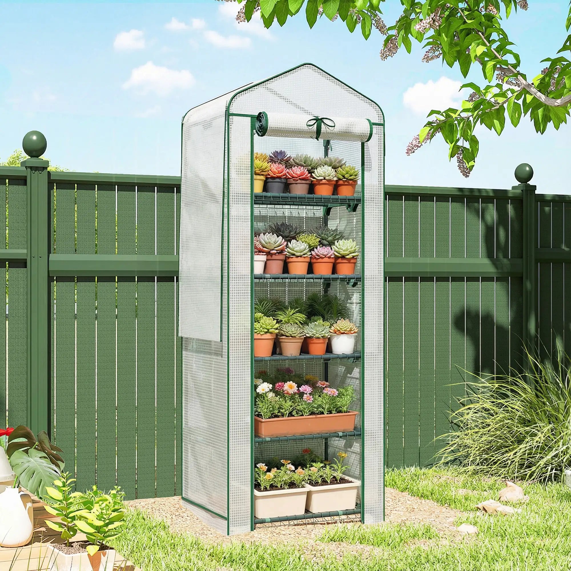 Mini Greenhouse With Screen Roof, 27.6