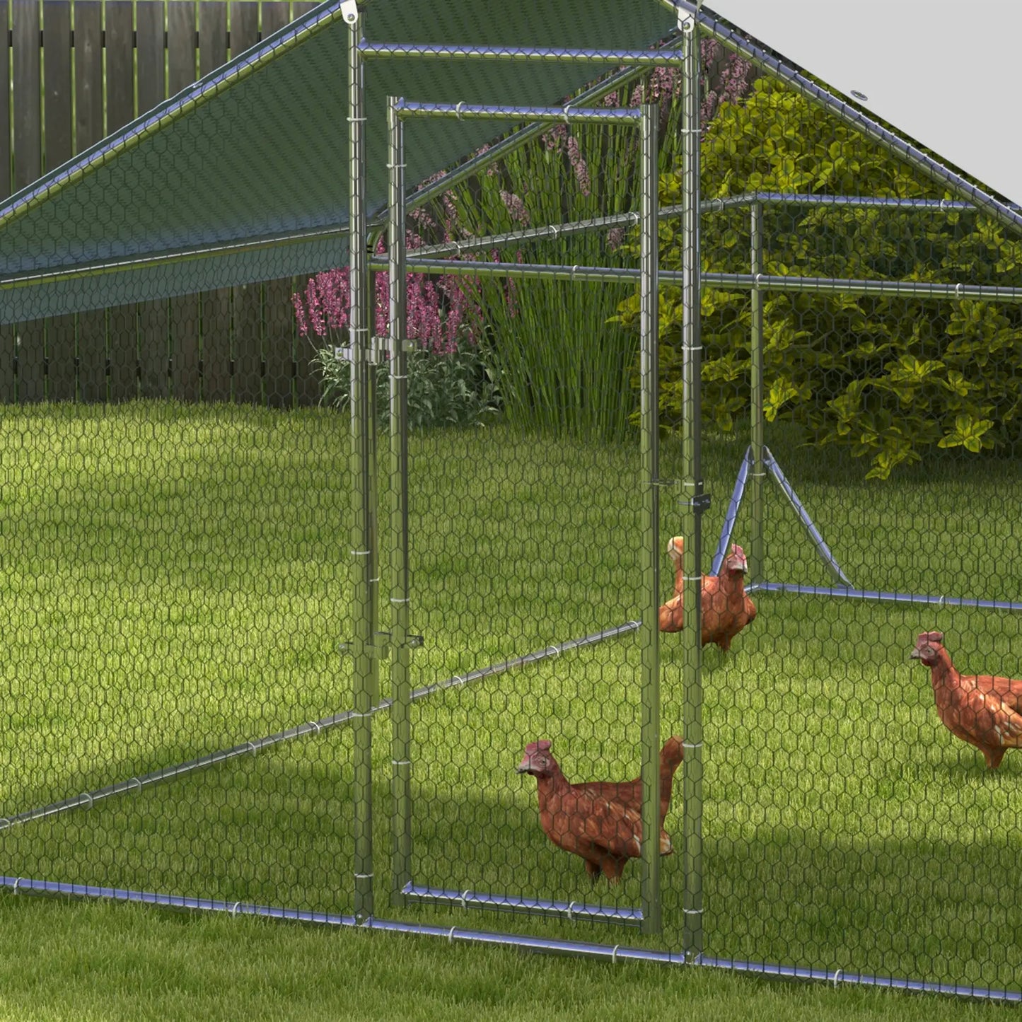 Large Metal Chicken Coop, Walk-in Poultry Cage, 13.1' x 9.8' x 6.4' Chicken Coops at Gallery Canada