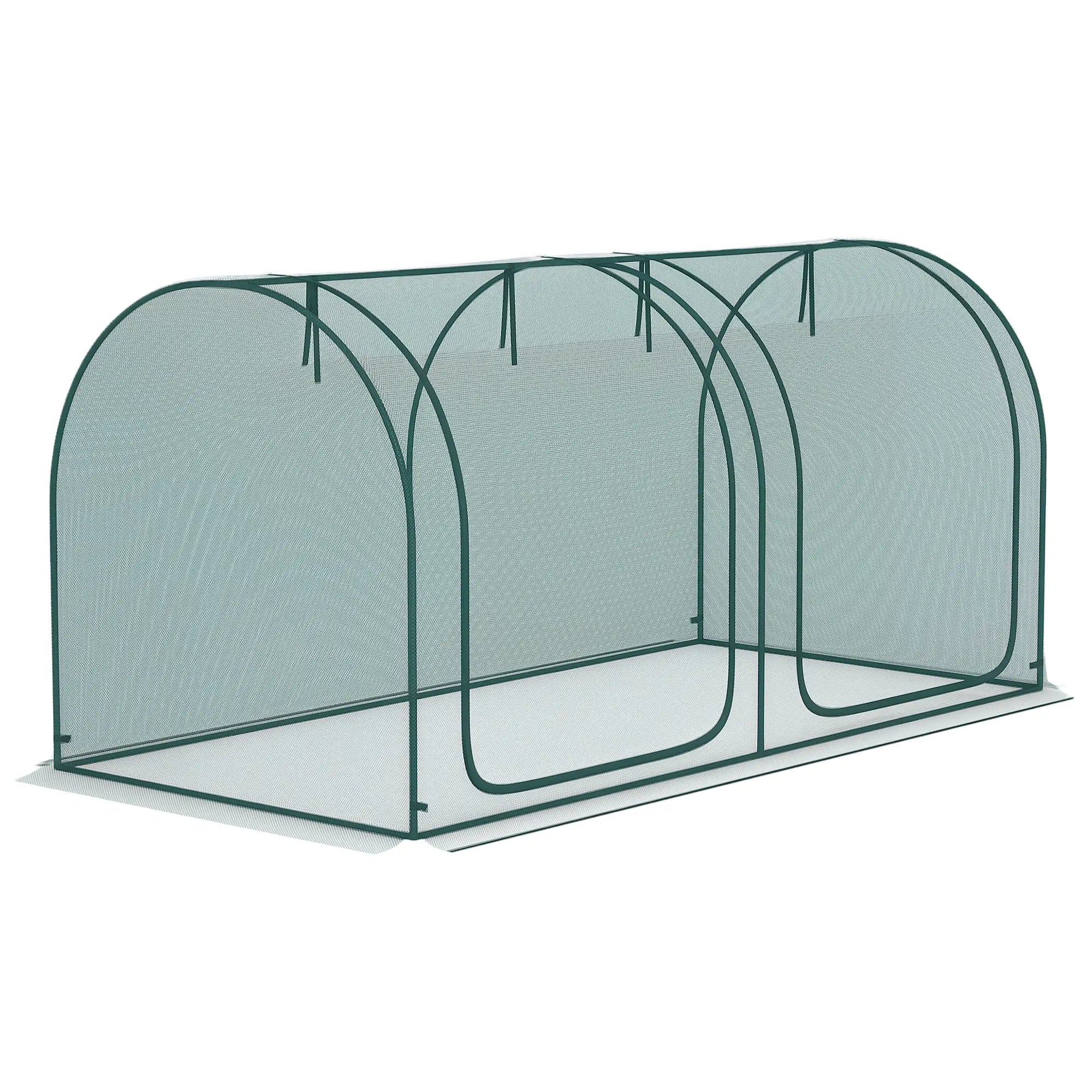 8' x 4' Crop Cage, Plant Protection Tent, 2 Zippered Doors, 4 Stakes, Dark Green Walk In Greenhouses Dark Green at Gallery Canada