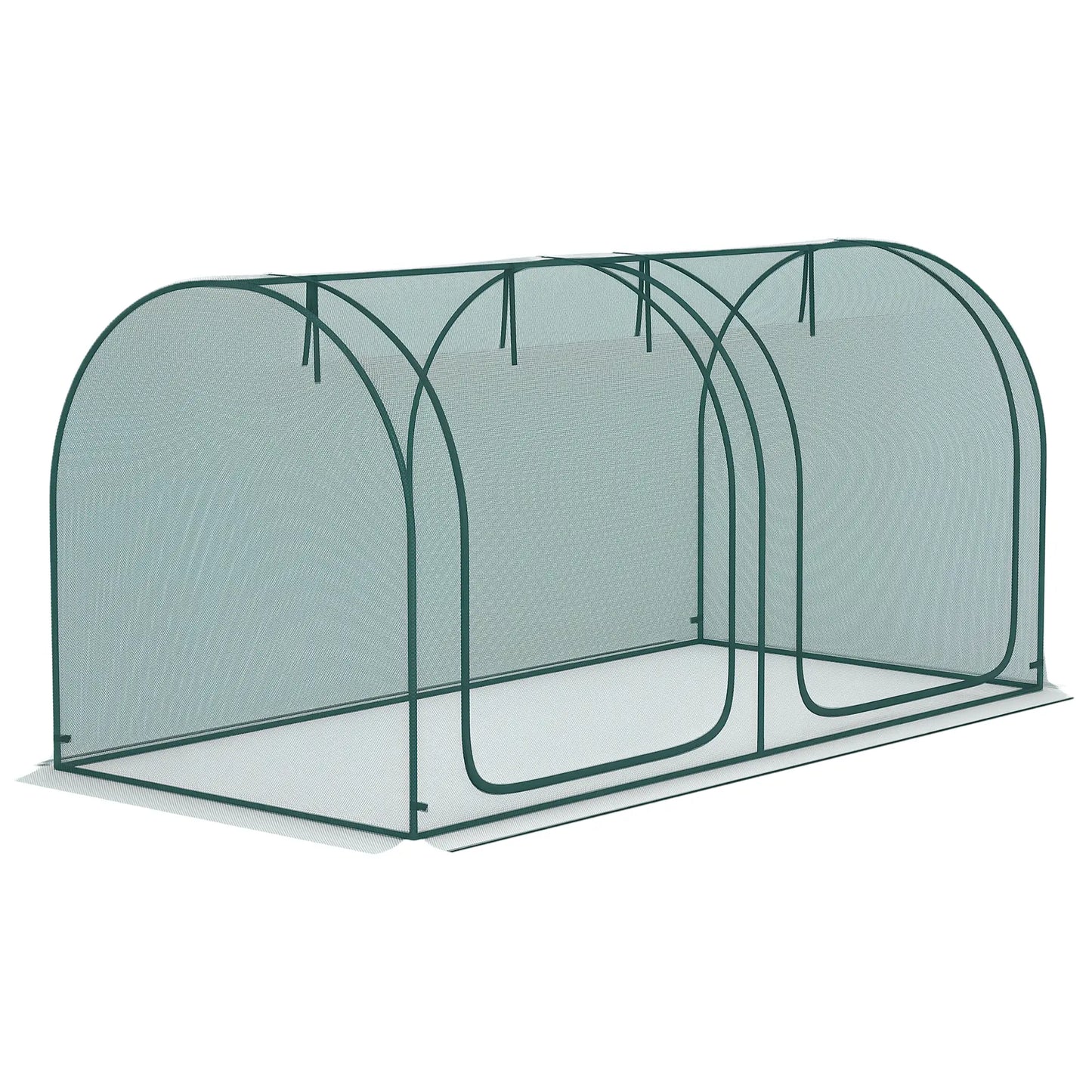 8' x 4' Crop Cage, Plant Protection Tent, 2 Zippered Doors, 4 Stakes, Dark Green Walk In Greenhouses Dark Green at Gallery Canada