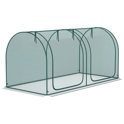 8' x 4' Crop Cage, Plant Protection Tent, 2 Zippered Doors, 4 Stakes, Dark Green Walk In Greenhouses Dark Green at Gallery Canada