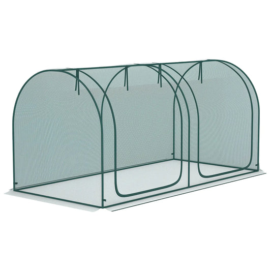 8' x 4' Crop Cage, Plant Protection Tent, 2 Zippered Doors, 4 Stakes, Dark Green Walk In Greenhouses Dark Green at Gallery Canada
