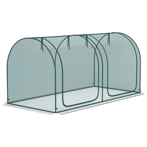 8' x 4' Crop Cage, Plant Protection Tent, 2 Zippered Doors, 4 Stakes, Dark Green