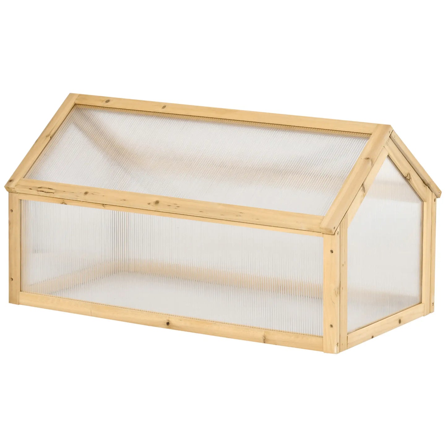 Portable Wooden Cold Frame Greenhouse, Openable Top, 35.5" x 20.5" x 19.5", Light Brown Cold Frame Greenhouses Light Brown at Gallery Canada