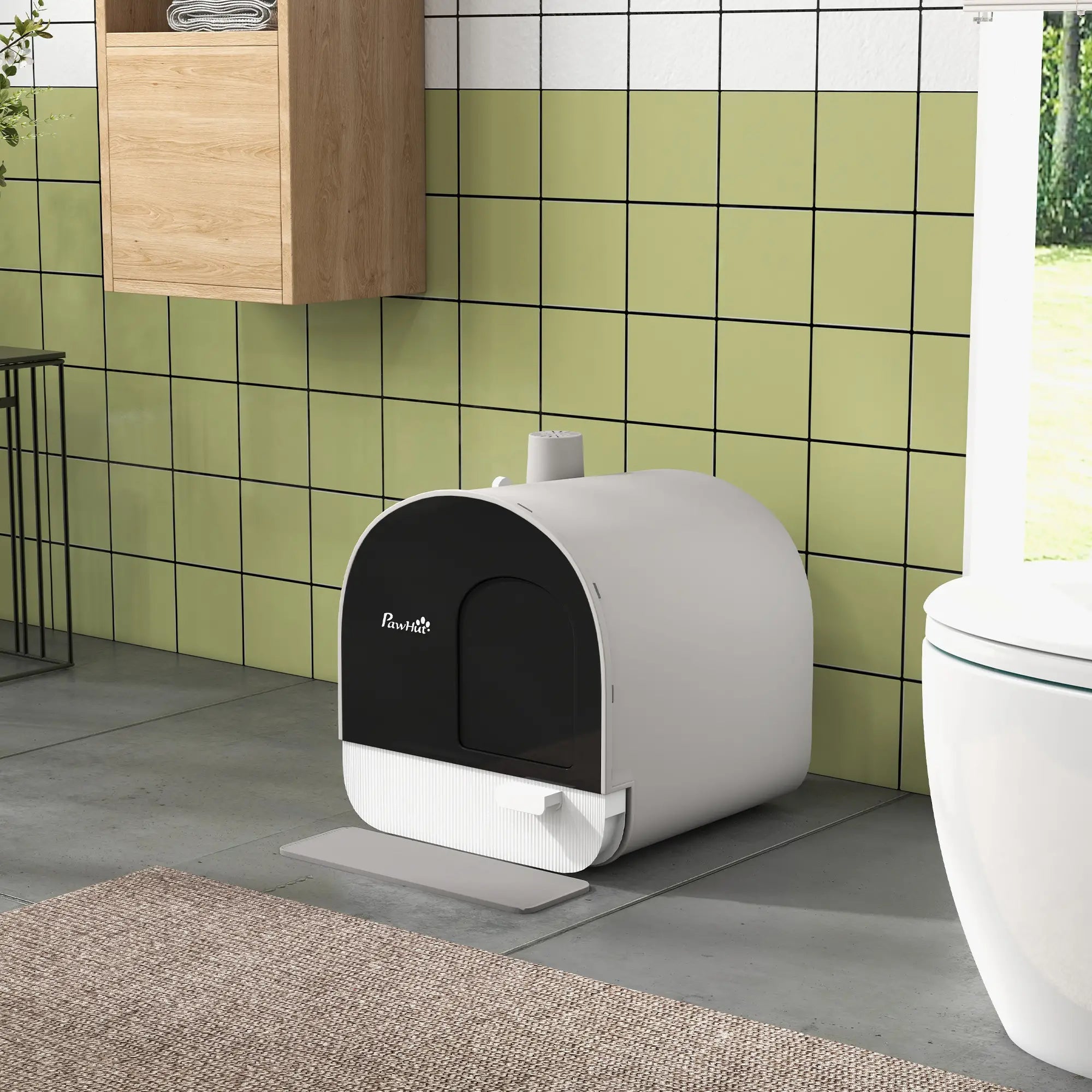 Cat Litter Box with Lid, Removable Tray, Scoop, Filter, Light Grey Cat Litter Box Enclosures at Gallery Canada