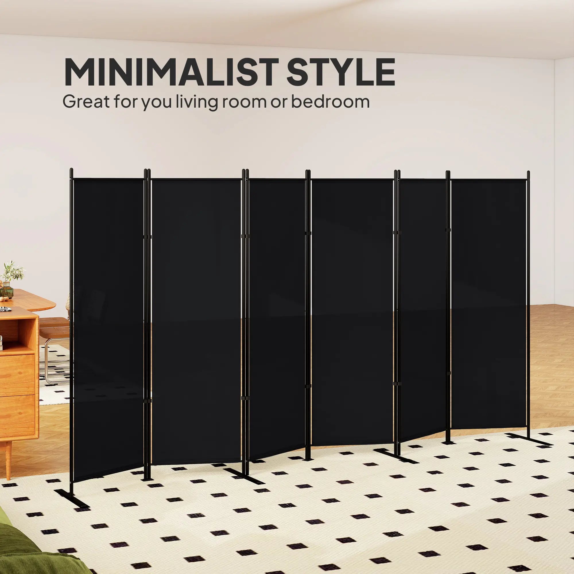 6 Ft 6 Panel Folding Room Divider, Portable Privacy Screen, Black Room Dividers at Gallery Canada