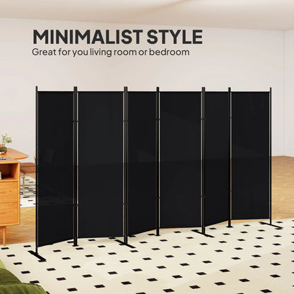 6 Ft 6 Panel Folding Room Divider, Portable Privacy Screen, Black Room Dividers at Gallery Canada