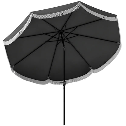 Parapluie de patio 9FT, UPF 30+, manivelle, 8 côtes, inclinaison, aéré, gris anthracite
