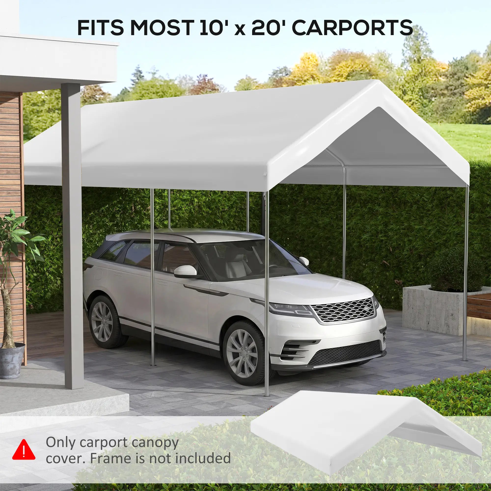 10 x 20ft Carport Canopy, UV Resistant, Ball Bungee Cords, White Gazebo Canopy Replacement at Gallery Canada
