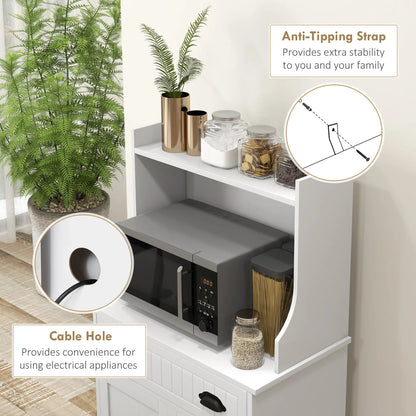 Microwave Cabinet, Kitchen Storage With Drawer, Adjustable Shelf, White Kitchen Pantry Cabinets at Gallery Canada