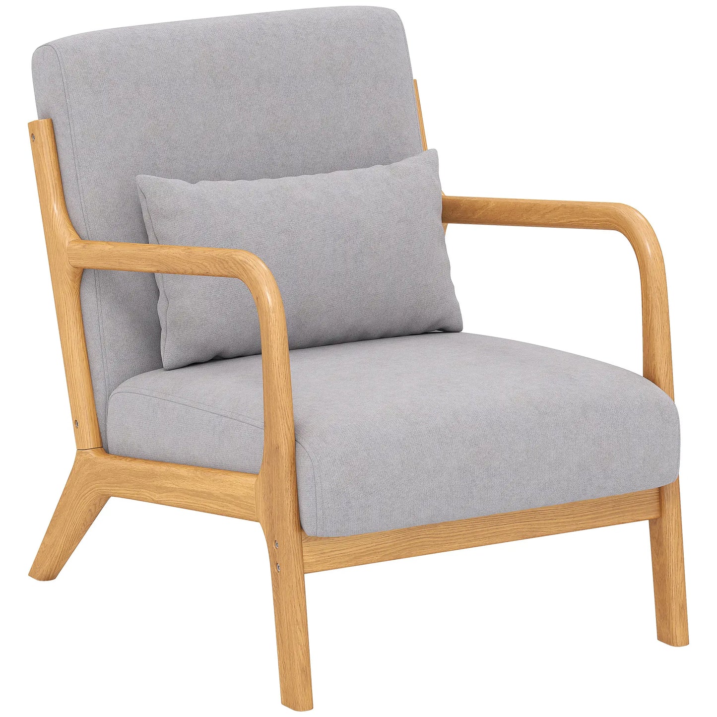 Velvet Armchair, Retro Accent Chair with Wood Legs, Grey Accent Chairs Grey at Gallery Canada