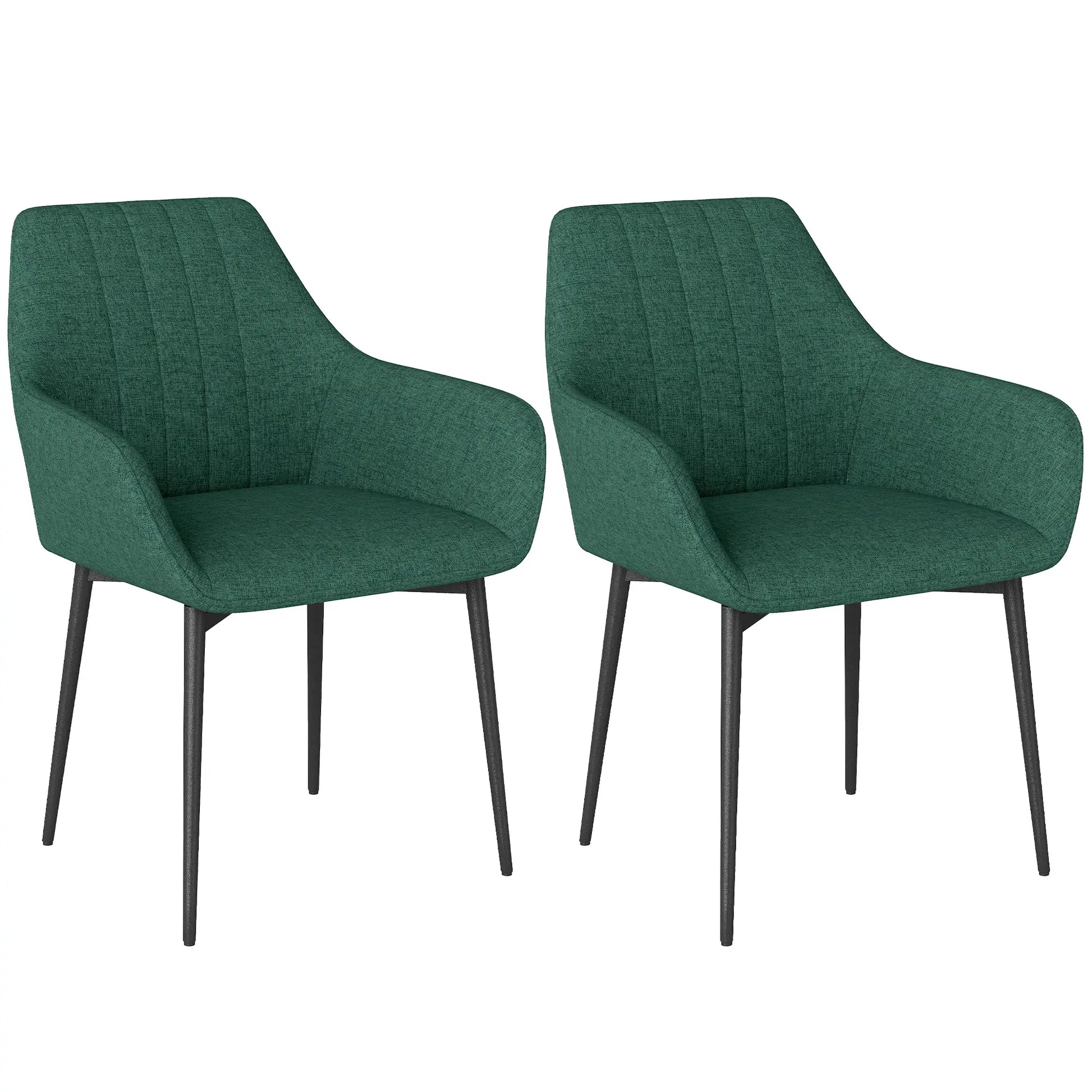 Upholstered Dining Chairs Set of 2, Linen Fabric, Metal Legs, Dark Green Dining Chairs at Gallery Canada