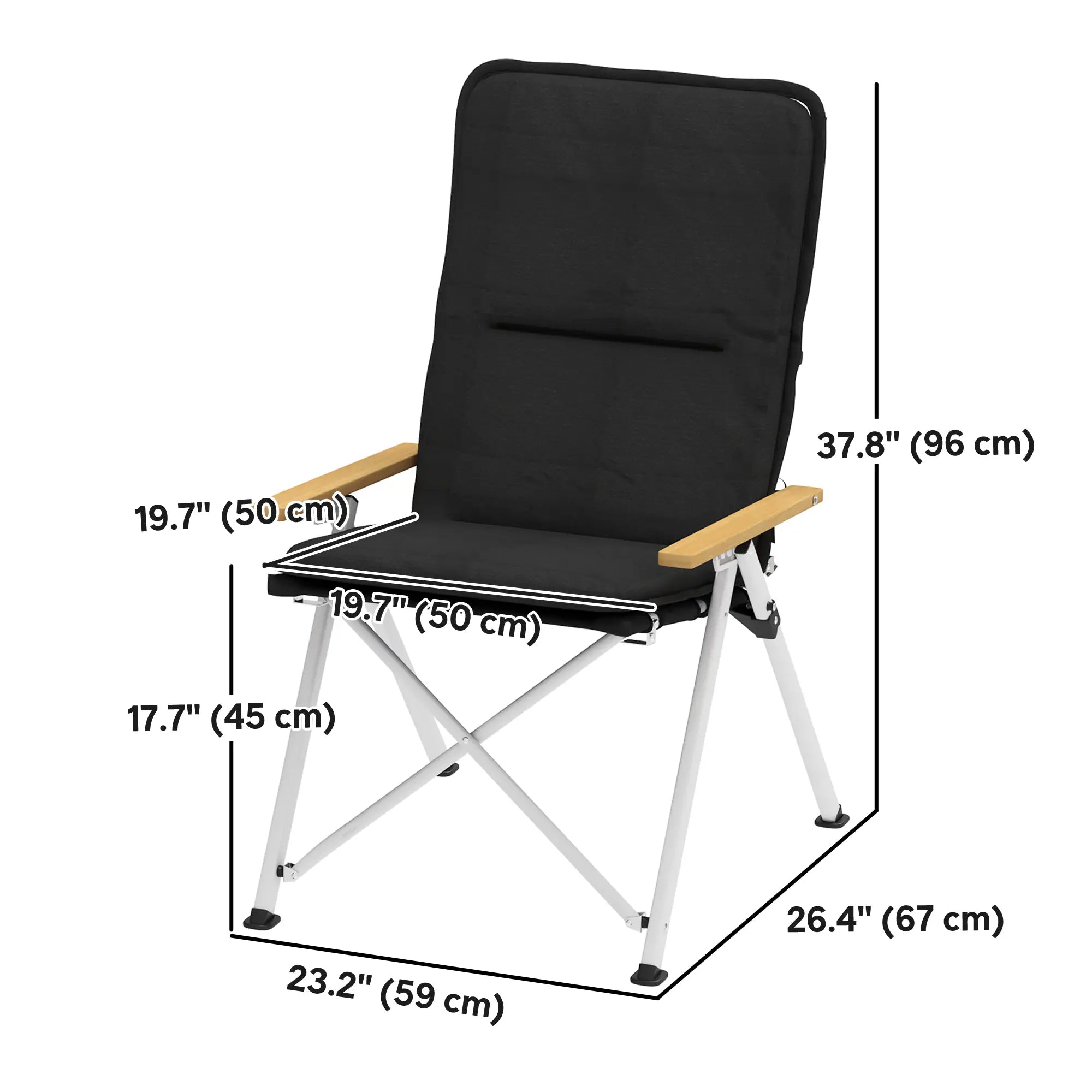 Portable Folding Camp Chairs 2 Pack, Padded Seat, High Back Recliner, Black Picnic Tables & Camping Chairs at Gallery Canada