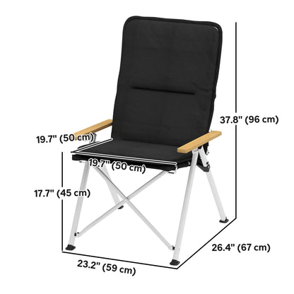 Portable Folding Camp Chairs 2 Pack, Padded Seat, High Back Recliner, Black Picnic Tables & Camping Chairs at Gallery Canada