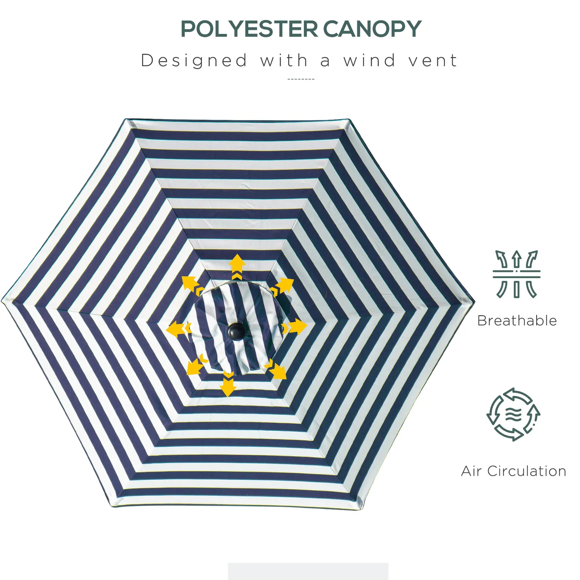 Outdoor Patio Sun Umbrella, 6 Ribs, Stripes, Blue Patio Umbrellas at Gallery Canada