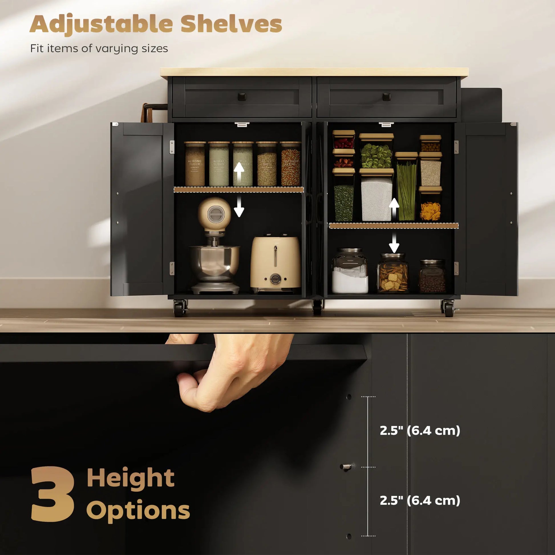 Kitchen Island With Storage, Rolling Cart, Charging Station, Drop Leaf Kitchen Islands & Kitchen Carts at Gallery Canada