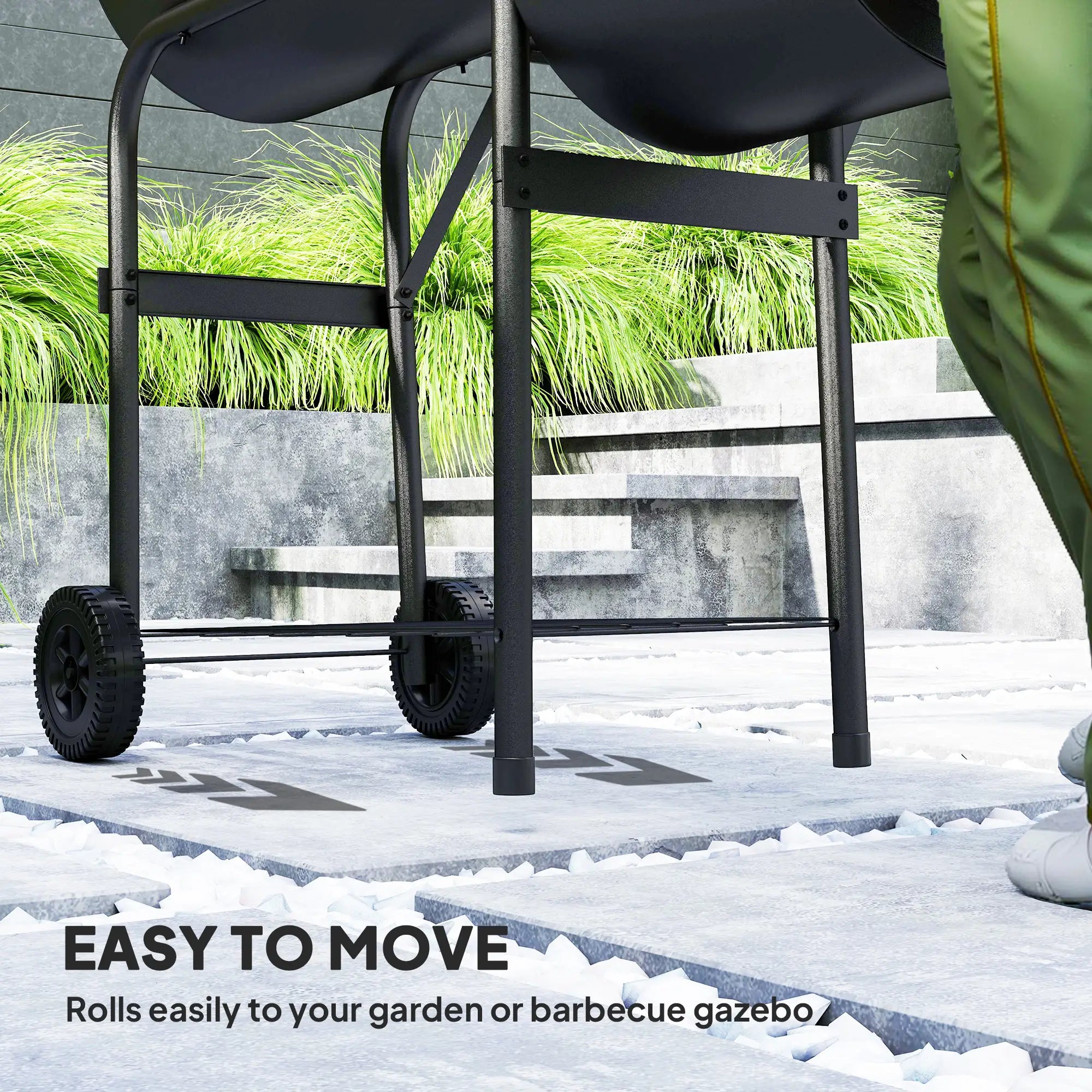 Portable Charcoal BBQ Grill With Offset Smoker, 2 Shelves, Thermometer, Wheels, Black Charcoal BBQ Grils at Gallery Canada