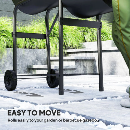 Portable Charcoal BBQ Grill With Offset Smoker, 2 Shelves, Thermometer, Wheels, Black Charcoal BBQ Grils at Gallery Canada