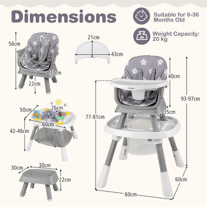 16-in-1 Baby High Chair with Activity Center and Booster Seat for Babies and Toddlers-Grey, Gray High Chairs at Gallery Canada