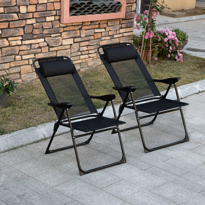 Double Camping Chairs, Foldable, Reclining, Headrest, Black Patio Chairs at Gallery Canada
