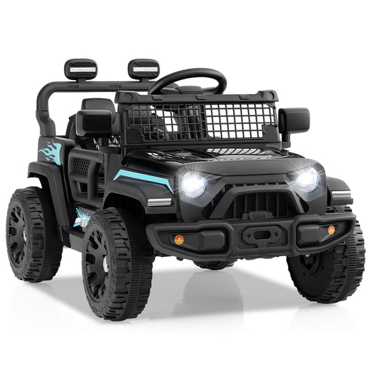12V Kids Ride on Truck Car Battery Powered Electric Vehicle, Black Powered Ride On Toys Black at Gallery Canada