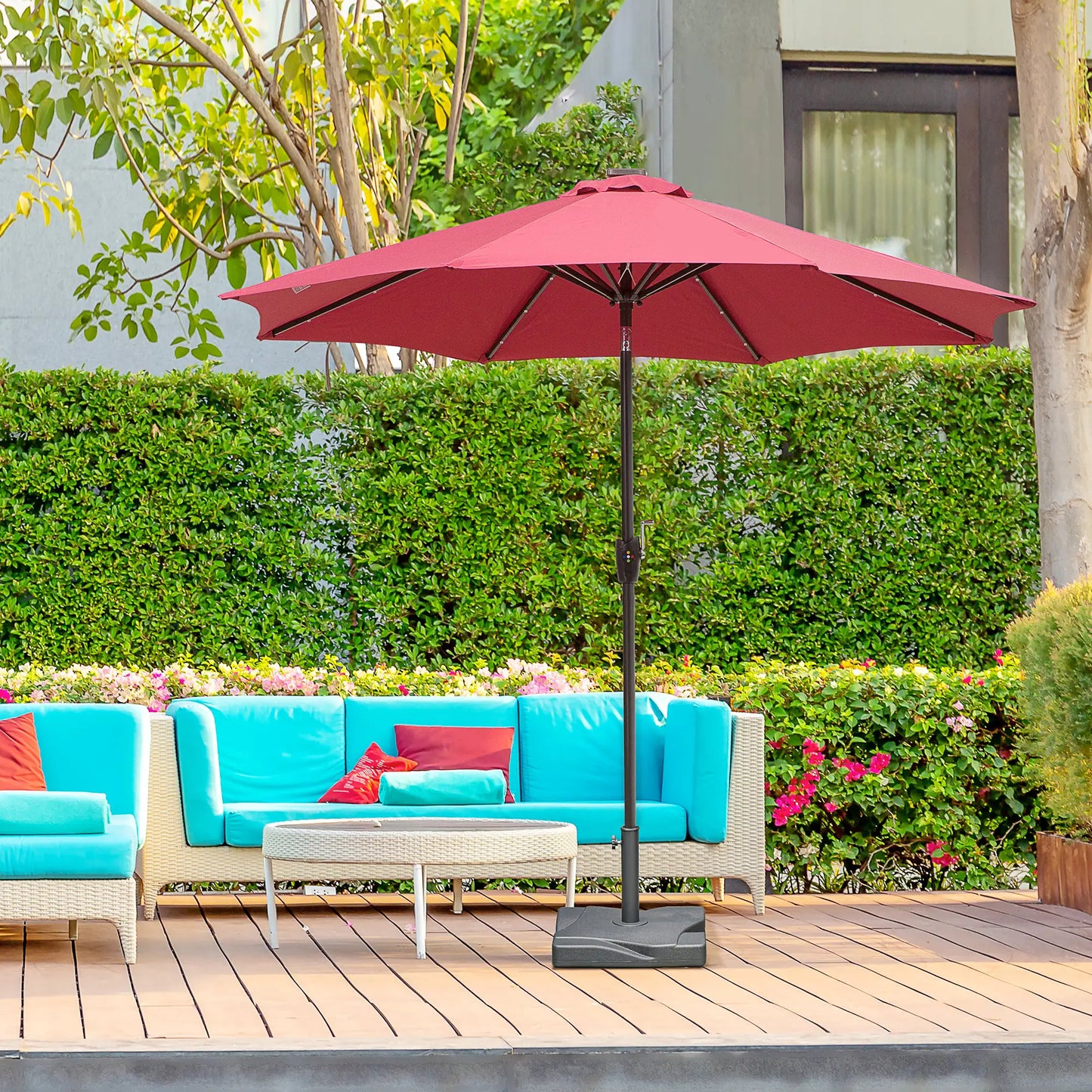 Outdoor Square Cement Parasol Base, Fits Φ1.3", Φ1.5", Φ2.0" Pole, Black Umbrella Bases at Gallery Canada